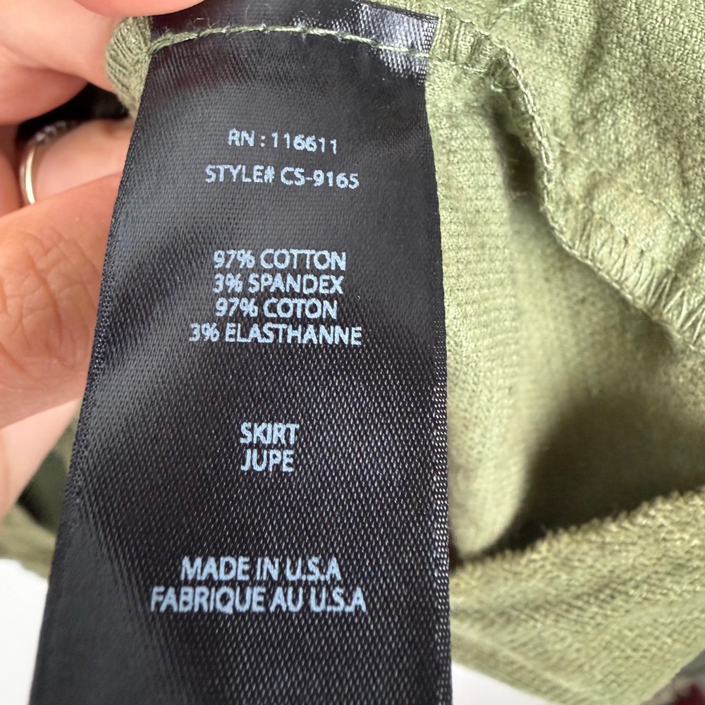 Anthropologie Amadi Olive Green Button Front Tiered Midi Skirt Sz S Made in USA - Picture 6 of 9